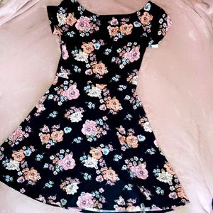 All black floral summer dress.